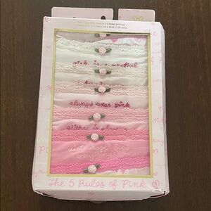 Women's Pink and White Panties Set